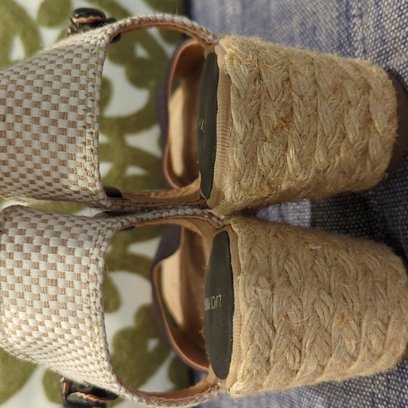 Lucky Brand “Kyndra” black and beige wedge heel sandals, size 7.5 NWOT - Picture 4 of 12